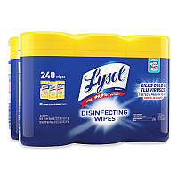 LYSOL Brand Disinfecting Wipes, 7 x 7.25, Lemon and Lime Blossom, 80 Wipes/Canister, 3 Canisters/Pack, 2 Packs/Carton (84251CT)