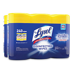 LYSOL Brand Disinfecting Wipes, 7 x 7.25, Lemon and Lime Blossom, 80 Wipes/Canister, 3 Canisters/Pack, 2 Packs/Carton (84251CT)