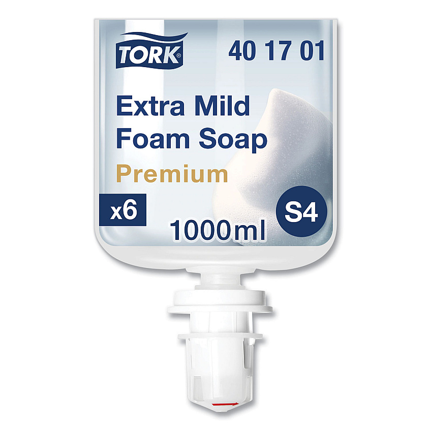 Tork Premium Extra Mild Foam Soap, Sensitive Skin, Unscented, 1 L, 6/Carton (401701)