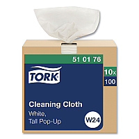 Tork Cleaning Cloth, 8.46 x 16.13, White, 100 Wipes/Box, 10 Boxes/Carton (510176)