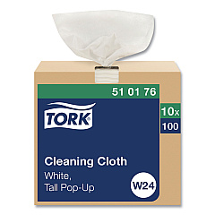 Tork Cleaning Cloth, 8.46 x 16.13, White, 100 Wipes/Box, 10 Boxes/Carton (510176)