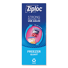 Ziploc Double Zipper Freezer Bags, 1 qt, 2.7 mil, 6.97" x 7.7", Clear, 9/Carton (314444)