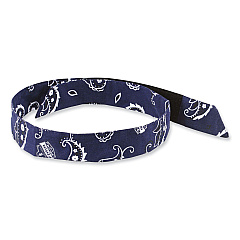 ergodyne Chill-Its 6705 Cooling Embedded Polymers Hook and Loop Bandana Headband, One Size Fits Most, Navy Western (12316)