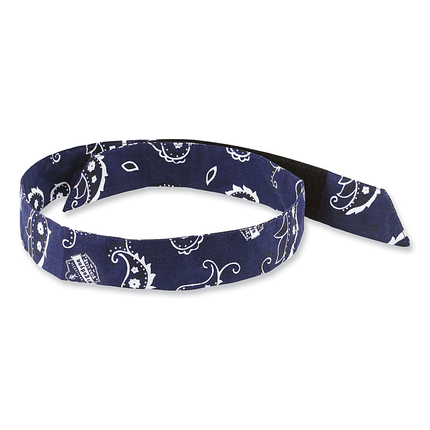 ergodyne Chill-Its 6705 Cooling Embedded Polymers Hook and Loop Bandana Headband, One Size Fits Most, Navy Western (12316)