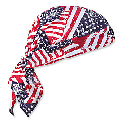 ergodyne Chill-Its 6710 Cooling Embedded Polymers Tie Bandana Triangle Hat, One Size Fits Most, Stars and Stripes (12323)