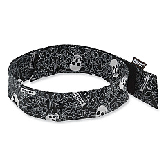 ergodyne Chill-Its 6705 Cooling Embedded Polymers Hook and Loop Bandana Headbnd, One Size Fit Most, Skulls (12349)