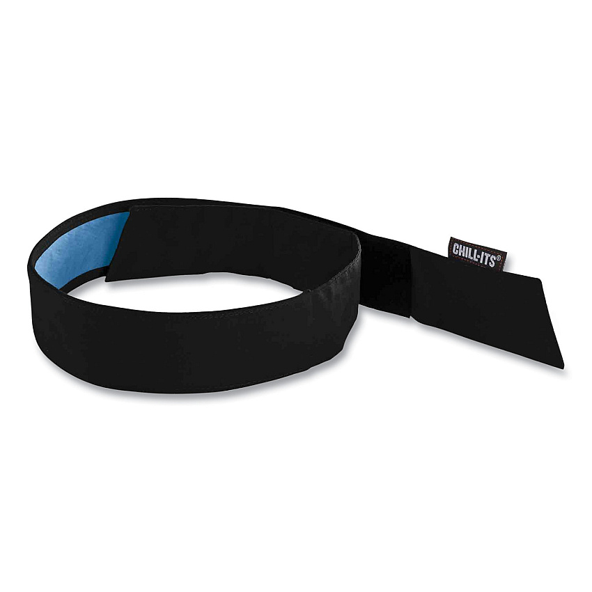 ergodyne Chill-Its 6705CT Cooling PVA Hook and Loop Bandana Headband, One Size Fits Most, Black (12580)