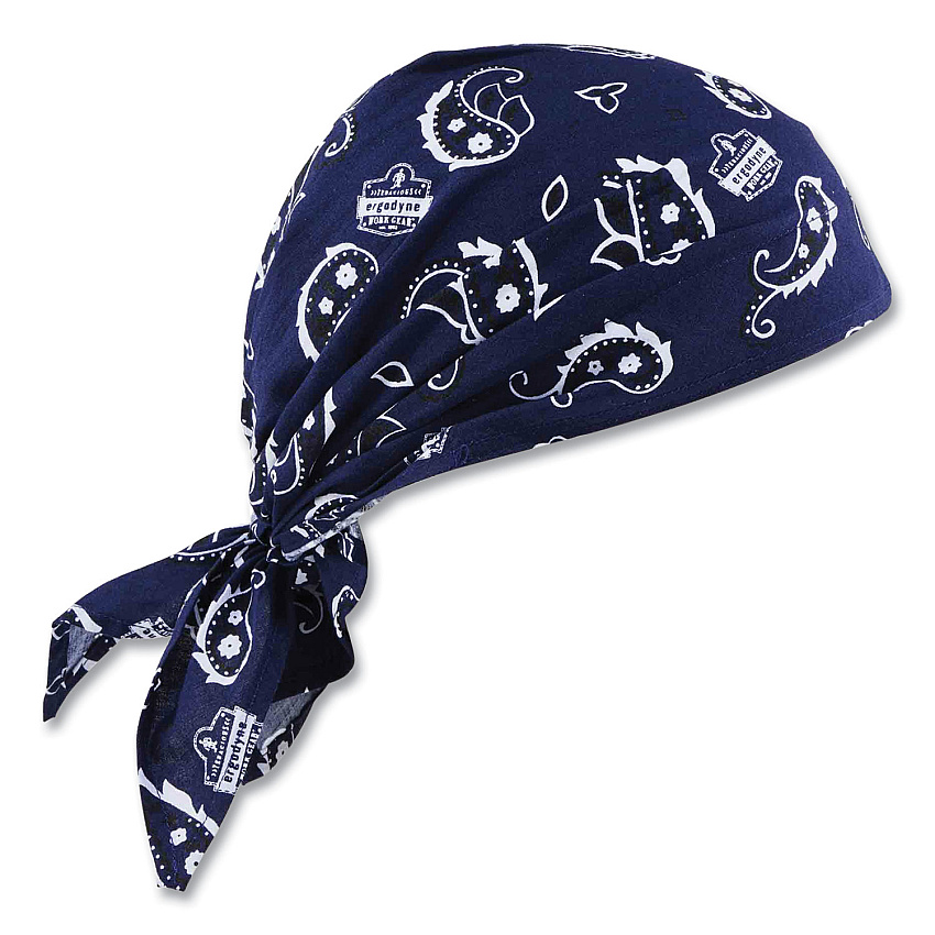 ergodyne Chill-Its 6710 Cooling Embedded Polymers Tie Bandana Triangle Hat, One Size Fit Most, Navy Westrn (12326)