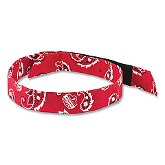 ergodyne Chill-Its 6705 Cooling Embedded Polymers Hook and Loop Bandana Headband, One Size Fits Most, Red Western (12315)