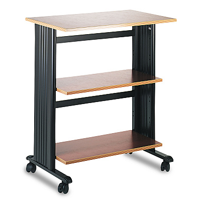 Safco Muv Mobile Machine Cart, Three-Shelf, 29.5w x 20d x 35h, Cherry/Black (1881CY)