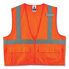 ergodyne GloWear 8225Z Class 2 Standard Solid Vest, Polyester, Orange, 4X-Large/5X-Large (21159)