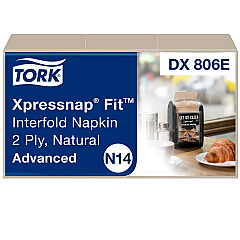 Tork Xpressnap Fit Interfold Dispenser Napkins, 2-Ply, 6.5 x 8.39, Natural, 120/Pack, 36 Packs/Carton (DX806E)