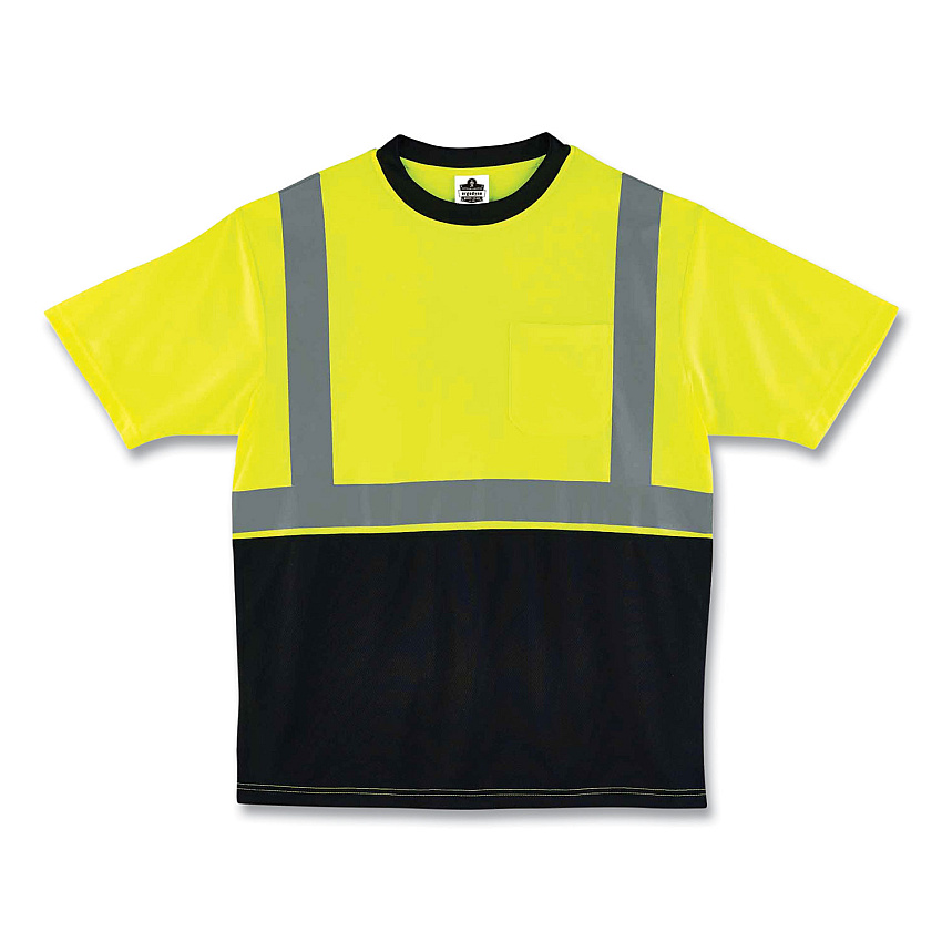 ergodyne GloWear 8289BK Class 2 Hi-Vis T-Shirt with Black Bottom, 4X-Large, Lime (22508)