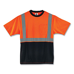 ergodyne GloWear 8289BK Class 2 Hi-Vis T-Shirt with Black Bottom, Medium, Orange (22513)
