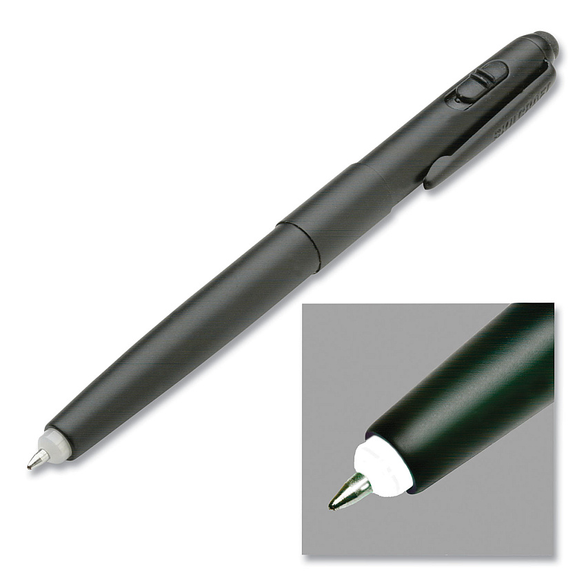 AbilityOne 7520016998604 SKILCRAFT Luminator White LED Light Ballpoint Pen with Stylus, Stick, Medium, 1 mm, Black Ink, Black Barrel