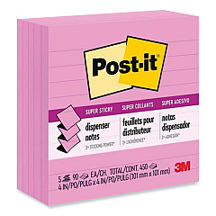 Post-it Pop-up Notes Super Sticky Pop-up Notes Refill, Note Ruled, 4" x 4", Neon Pink, 90 Sheets/Pad, 5 Pads/Pack (R440NPSS)