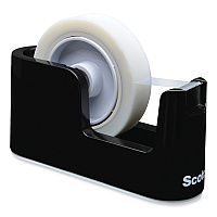 Scotch Heavy Duty Weighted Desktop Tape Dispenser with One Roll of Tape, 1" and 3" Cores, ABS, Black (C24)