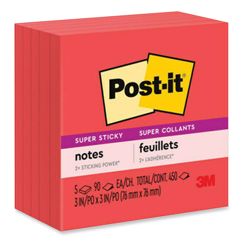 Post-it Notes Super Sticky Self-Stick Notes, 3" x 3", Saffron Red, 90 Sheets/Pad, 8 Pads/Pack (6545SSRR)