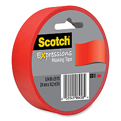 Scotch Expressions Masking Tape, 3" Core, 0.94" x 20 yds, Primary Red (3437PRD)