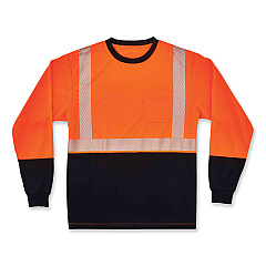 ergodyne GloWear 8281BK Class 2 Long Sleeve Shirt with Black Bottom, Polyester, Medium, Orange (22683)