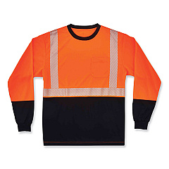 ergodyne GloWear 8281BK Class 2 Long Sleeve Shirt with Black Bottom, Polyester, 3X-Large, Orange (22687)