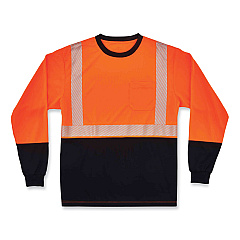 ergodyne GloWear 8281BK Class 2 Long Sleeve Shirt with Black Bottom, Polyester, X-Large, Orange (22685)