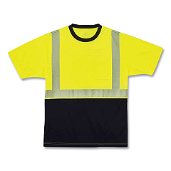 ergodyne GloWear 8280BK Class 2 Performance T-Shirt with Black Bottom, Polyester, 4X-Large, Lime (22538)