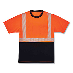 ergodyne GloWear 8280BK Class 2 Performance T-Shirt with Black Bottom, Polyester, 3X-Large, Orange (22587)
