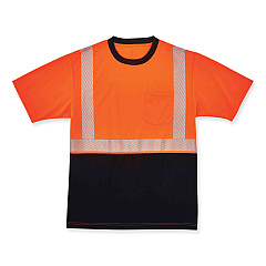 ergodyne GloWear 8280BK Class 2 Performance T-Shirt with Black Bottom, Polyester, Large, Orange (22584)
