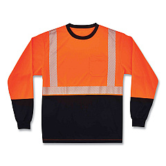 ergodyne GloWear 8281BK Class 2 Long Sleeve Shirt with Black Bottom, Polyester, 2X-Large, Orange (22686)