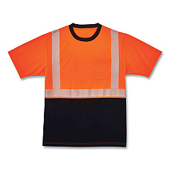ergodyne GloWear 8280BK Class 2 Performance T-Shirt with Black Bottom, Polyester, Medium, Orange (22583)