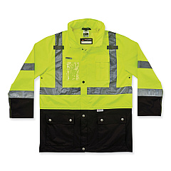 ergodyne GloWear 8386 Class 3 Hi-Vis Outer Shell Jacket, Polyester, 3X-Large, Lime (25377)