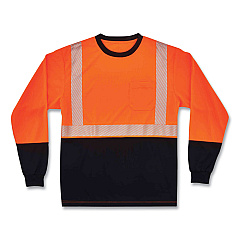 ergodyne GloWear 8281BK Class 2 Long Sleeve Shirt with Black Bottom, Polyester, 4X-Large, Orange (22688)