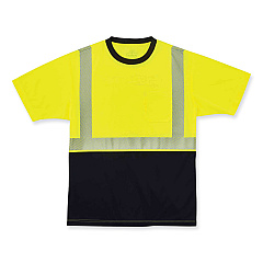 ergodyne GloWear 8280BK Class 2 Performance T-Shirt with Black Bottom, Polyester, X-Large, Lime (22535)