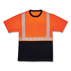 ergodyne GloWear 8280BK Class 2 Performance T-Shirt with Black Bottom, Polyester, 5X-Large, Orange (22589)
