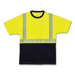 ergodyne GloWear 8280BK Class 2 Performance T-Shirt with Black Bottom, Polyester, 5X-Large, Lime (22539)