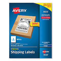 Avery Shipping Labels with TrueBlock Technology, Inkjet Printers, 5.5 x 8.5, White, 2 Labels/Sheet, 100 Sheets/Pack, 2 Packs (8426)