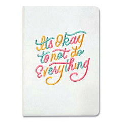 Denik Embroidered Vegan-Suede Layflat Hardbound Journal, It's OK to Not Do Everything, College Rule, White Cover, 144 Sheets (AHBC839L)