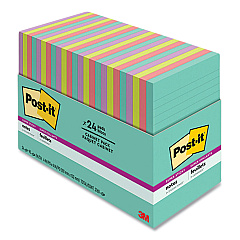 Post-it Pads in Supernova Neons Collection Colors, Note Ruled, Cabinet Pack, 4" x 6", 90 Sheets/Pad, 24 Pads/Pack (66024SSMIACP)