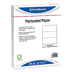 Printworks Professional Perforated and Punched Paper, 20 lb Bond Weight, 8.5 x 11, White, 500/Ream, 5 Reams/Carton (04120CT)