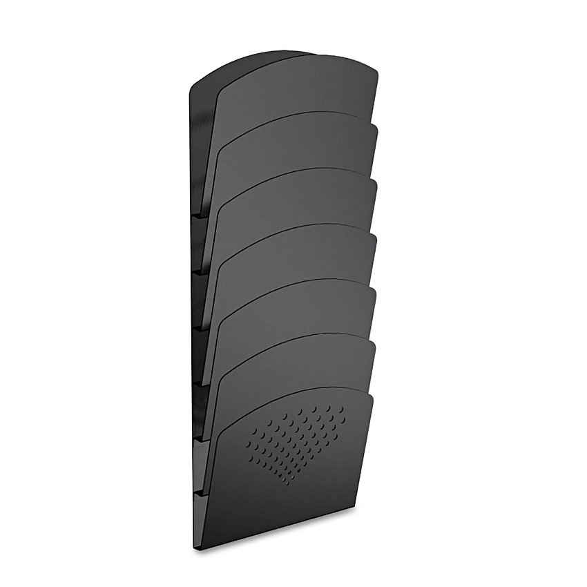 Safco Steel Wall Rack, 7 Sections, Letter/Legal Size, 9.5" x 2" x 21.75", Black (3185BL)