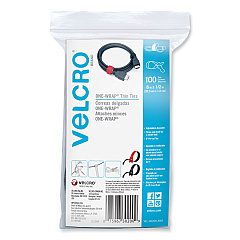 VELCRO Brand ONE-WRAP Ties and Straps, 0.5" x 8", Black;Red, 100/Pack (30200)