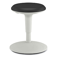 HON Revel Adjustable Height Fidget Stool, Backless, Supports Up to 250 lb, 13.75" to 18.5" Seat Height, Black Seat, White Base (HEFS01BL)