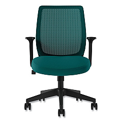 Union & Scale Essentials Mesh Back Fabric Task Chair with Arms, Supports Up to 275 lb, Teal Fabric Seat/Mesh Back, Black Base (60410)