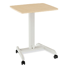 Union & Scale Essentials Sit-Stand Single-Column Mobile Workstation, 23.6" x 20.5" x 29.6" to 44.2", Natural Wood/Light Gray (60413CC)