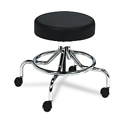 Safco Screw Lift Stool with Low Base, Supports Up to 250 lb, 25" Seat Height, Black Seat, Chrome Base (3432BL)