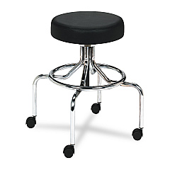 Safco Screw Lift Stool with High Base, Supports Up to 250 lb, 33" Seat Height, Black Seat, Chrome Base (3433BL)