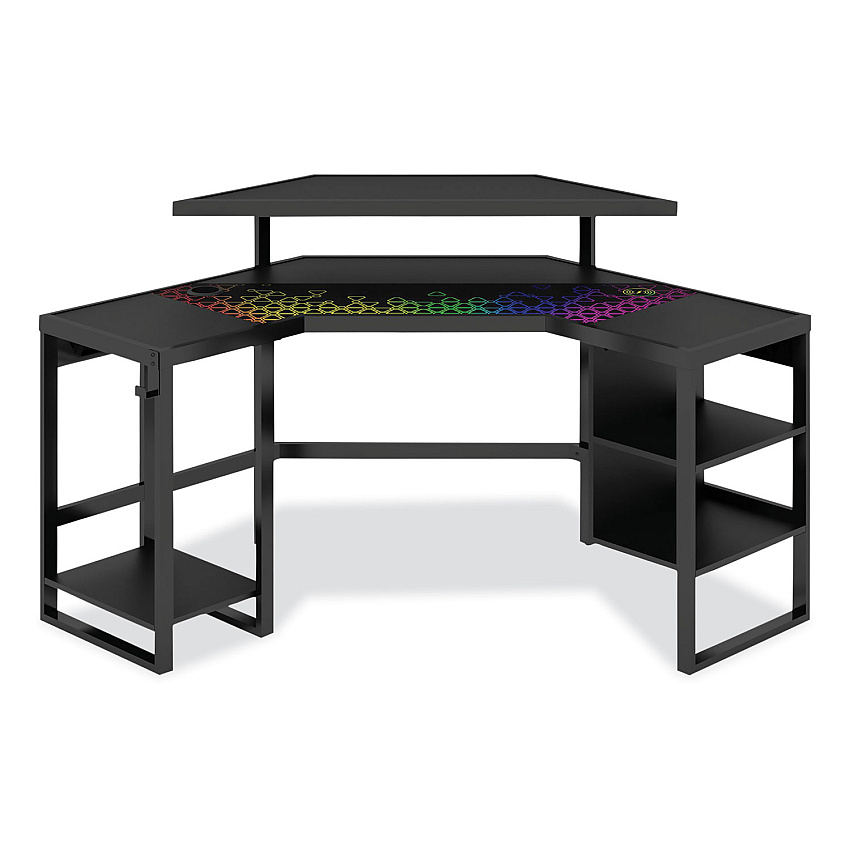 Whalen LevelUp Gear LEET Corner Gaming Desk, 53.25" x 51.75" x 36.75", Onyx (LTCGD)