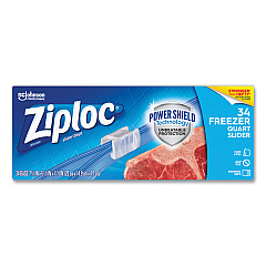 Ziploc Slider Freezer Bags, 1 qt, 1.75 mil, 5.88" x 1.88" x 7.88", Clear, 34/Box (316486)