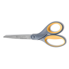 Westcott Titanium Bonded Scissors, 7" Long, 3" Cut Length, Gray/Yellow Straight Handle (13526)